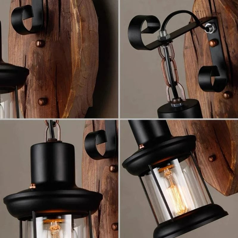 Applique Murale Bois Industrielle – Illuminez Votre Intérieur avec Style Unique