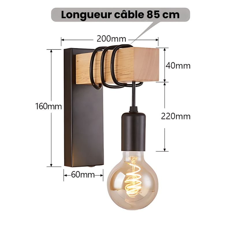 Applique Murale Noir et Bois – Sublimez Vos Murs avec Élégance Unique